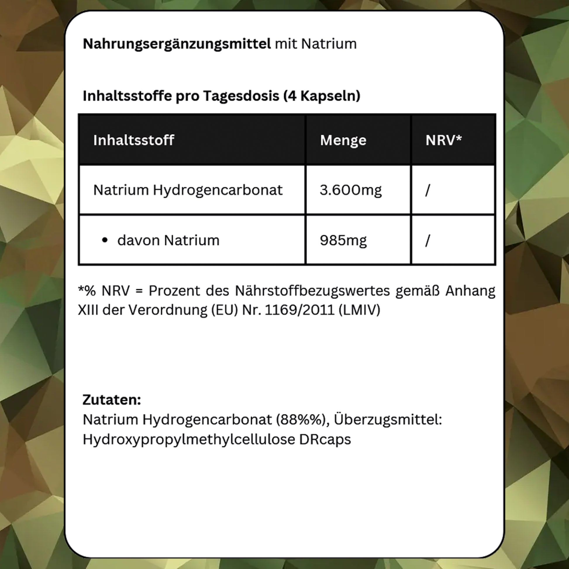 Natrium Hydrogencarbonat Kapseln - Kameradenbuch.de